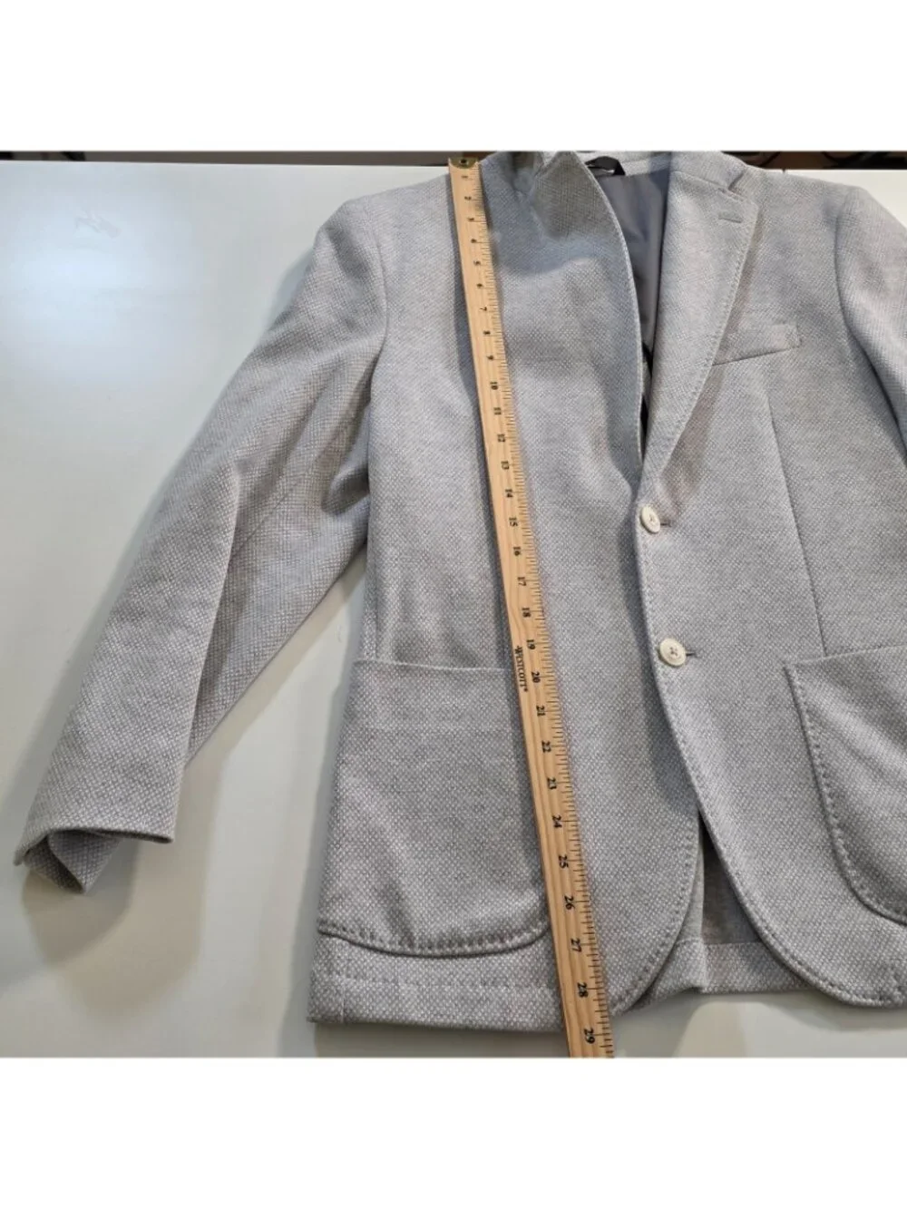 Massimo Dutti Knit Blazer Mens 38R / EU 48 Gray Unstructured Microtextured Edgy